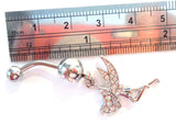 Surgical Steel Fairy Heart Clear CZ Belly Curved Barbell Ring Bar Jewelry 14g - I Love My Piercings!