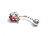 Red CZ Eyed Skull Vertical Clit Clitoral Hood VCH Jewelry Barbell Genital 14 gauge 14g - I Love My Piercings!