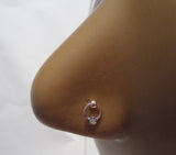 Sterling Silver Nose Bone Stud Pin Ball End Clear CZ Hoop Dangle 22 gauge 22g - I Love My Piercings!