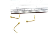 18k Gold Plated Nose Studs L Shape Bent Post Pin Tiny 2 mm Ball 22 gauge 22g - I Love My Piercings!