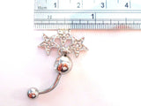 Surgical Steel Clear Cz Triple Star Belly Curved Barbell Ring Bar Jewelry 14g - I Love My Piercings!