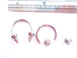 Pair Surgical Steel Earrings Horseshoes Ribbed Spikes 12mm Diameter 14 gauge 14g - I Love My Piercings!