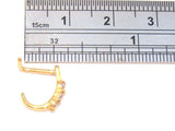 18K Gold Plated L Shape Nose Ring Stud Hoop Light Pink CZ Crystals 18 gauge 18g - I Love My Piercings!