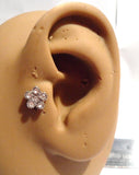 Surgical Steel Filigree Flower Clear CZ Cartilage Straight Barbell Stud 16 gauge - I Love My Piercings!