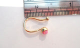 18k Gold Plated Fake Faux Pink Opal Ball Nose Hoop Clip Cuff Looks 18 gauge - I Love My Piercings!