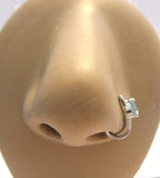 Surgical Steel Aqua Teardrop Crystal Bent L Shape Nose Ring Stud Hoop 20 gauge - I Love My Piercings!