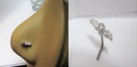 Surgical Steel Clear Crystal Wings Nose L Shape Bent Pin Post Stud 20 gauge - I Love My Piercings!