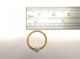 White Faux Pearl Gold Plated Nose Hoop Ring Seamless 18 gauge 18g 10 mm - I Love My Piercings!