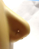 18k Gold Plated Nose Studs L Shape Bent Post Pin Clear Claw Set Tiny CZ 22 gauge - I Love My Piercings!