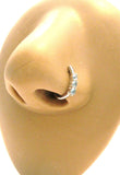 Surgical Steel Aqua Triple Crystal Bent L Shape Nose Ring Stud Hoop 20 gauge 20g - I Love My Piercings!