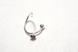 Sterling Silver Purple Crystal Solitaire Ear Cartilage Hoop Ring 20 gauge 20g - I Love My Piercings!