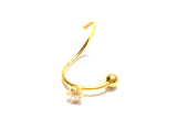 18k Gold Plated Clear Crystal Solitaire Ear Cartilage Hoop Ring 20 gauge 20g - I Love My Piercings!
