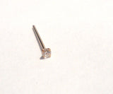 10K Yellow Gold 4 Claw Pronged Round Cut Tiny Clear CZ Pin Straight Ubend 22g - I Love My Piercings!