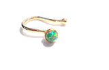 18k Gold Plated Fake Faux Green Opal Ball Nose Hoop Clip Cuff Looks 18 gauge - I Love My Piercings!