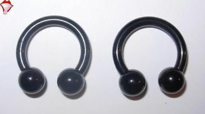 Pair BLACK TITANIUM Circulars Horseshoes 14 gauge 14g - I Love My Piercings!