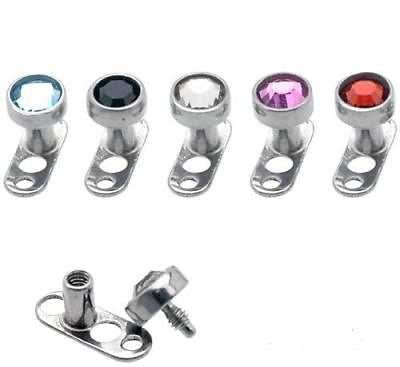 Micro Dermal Anchor Base Foot cz Gem Tops 14 gauge 14g - I Love My Piercings!