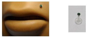 BIOPLAST Flexible Lip Labret Ring 16 gauge 16g GREEN - I Love My Piercings!