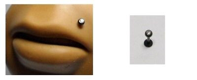 Black Clear Crystal Ball Lip Labret Ring 16 gauge 16g - I Love My Piercings!