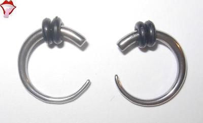 Pair STEEL Curved Tapers Hook Plugs Silver 10G 10 gauge - I Love My Piercings!