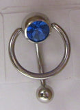 Surgical Steel Dark Blue Hoop Dangle Crystal VCH Clitoral Cit Hood Ring 14 gauge - I Love My Piercings!