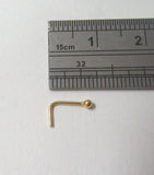 5 Pc 14k Gold Plated Tiny Ball Nose Bent L Shape Pins Studs 22 gauge 22g - I Love My Piercings!