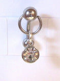 Clear Dangle Crystal Dangle Barbell VCH Clit Clitoral Hood Ring 14 gauge 14g - I Love My Piercings!