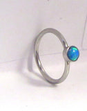Surgical Steel Blue Opal Opalite Seamless Nose Hoop Ring 20 gauge 20g 8 mm - I Love My Piercings!
