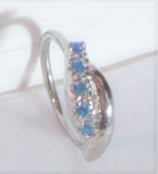 Surgical Steel Seamless Nose Jewelry Hoop Ring Curved Aqua Crystal Gem 20 gauge