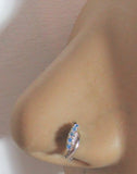 Surgical Steel Seamless Nose Jewelry Hoop Ring Curved Aqua Crystal Gem 20 gauge