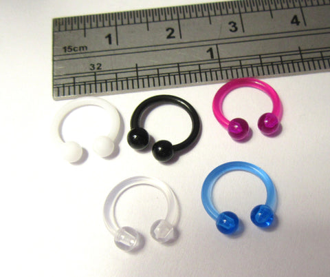 8 mm Bioplast Plastic Flexible Metal Sensitive Horseshoes Balls 16 gauge Rings - I Love My Piercings!