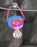 Pressure Blue Bail Big Pink Bling Swirl VCH Ring Bar Clit Hood Clitoral 14 gauge 14g