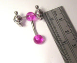 Steel Big Rolling Balls Purple Crystal Bar VCH Clit Clitoral Hood Ring 14 gauge