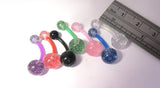 Bioplast Metal Sensitive Allergies Glitter Balls Plastic Belly Bars 14 gauge 14g