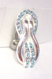 Sterling Silver VCH Hood Clit Bar Ring Loops Aqua Crystals CZ 14 gauge 14g - I Love My Piercings!