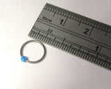 Surgical Steel Blue Opal Ball Attached Seamless Nose Hoop Ring 20 gauge 20g 8 mm