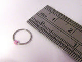 Surgical Steel Pink Opal Ball Attached Seamless Nose Hoop Ring 20 gauge 20g 8 mm
