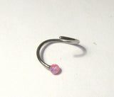 Surgical Steel Pink Opal Ball Attached Seamless Nose Hoop Ring 20 gauge 20g 8 mm