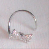 Surgical Steel Seamless Nose Hoop Ring Clear Gem Crystal Bow Ribbon 20 gauge 20g