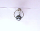 Hematite Big Ball Hoop Dangle Barbell VCH Clitoral Hood Ring 14 gauge 14g - I Love My Piercings!