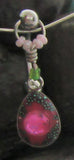 One of a Kind Pink Crystals with Pink and Green Beads VCH Ring Bar Clit Hood Clitoral 14 gauge 14g