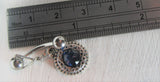 Filigree Blue Crystal VCH Clitoral Clit Hood Dangle Ring Curved Bar 14 gauge 14g