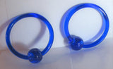 Blue Bioplast Metal Sensitive Plastic Acrylic Hoops Retainers Rings 14 gauge 12mm Diameter