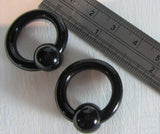 Black Bioplast Metal Sensitive Acrylic Hoops Retainers Rings 6 gauge 16 mm Diameter