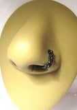 Black Titanium Bent L Shape Nose Ring Stud Hoop Daisys Flowers 18 gauge 18g