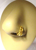 18K Gold Plated L Shape Nose Ring Hoop Stud Celtic Twist 18 gauge 18g