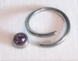Surgical Steel Purple Gem Double Hoop Wrap Seamless Ring 14 gauge 14g 10 mm