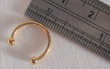 Small 2.5 mm Balls Gold Titanium Horseshoe Circular Ring Hoop 16 gauge 16g 10 mm
