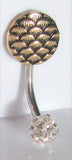 Gold Shimmer Waves Crystal Ball Barbell VCH Clit Clitoral Hood Ring 14 gauge