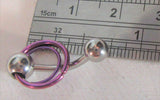 Surgical Steel Double Purple Hoop Dangle Barbell VCH Clit Clitoral Hood Ring 14g