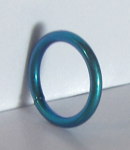 Aqua Turquoise Niobium Seamless Continuous Hoop Ring 16 gauge 16g 8 mm diameter